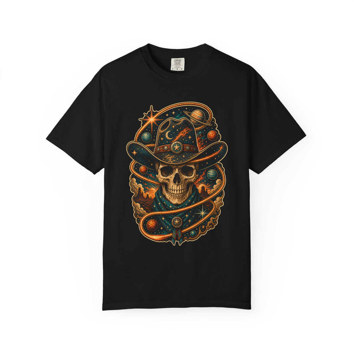 Retro Space Cowboy Skull Graphic Tee