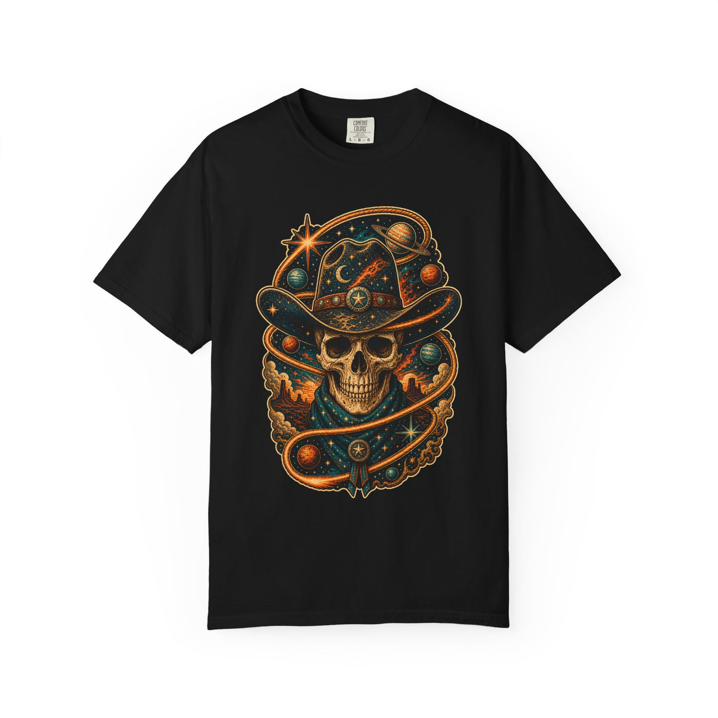 Retro Space Cowboy Skull Graphic Tee