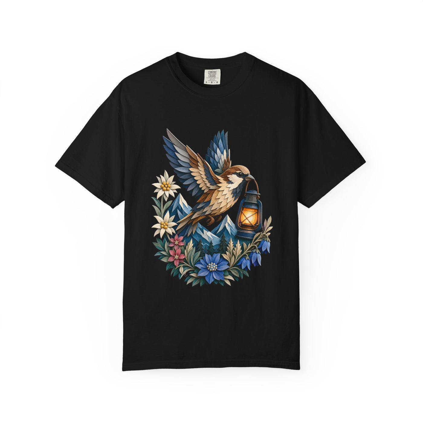 Paper Cut Alpine Sparrow Lantern T-Shirt Graphic