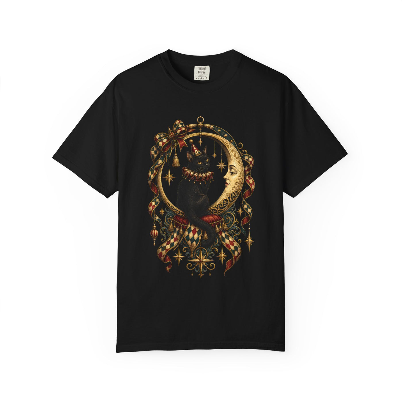 Vintage Circus Moon Cat T-Shirt Graphic
