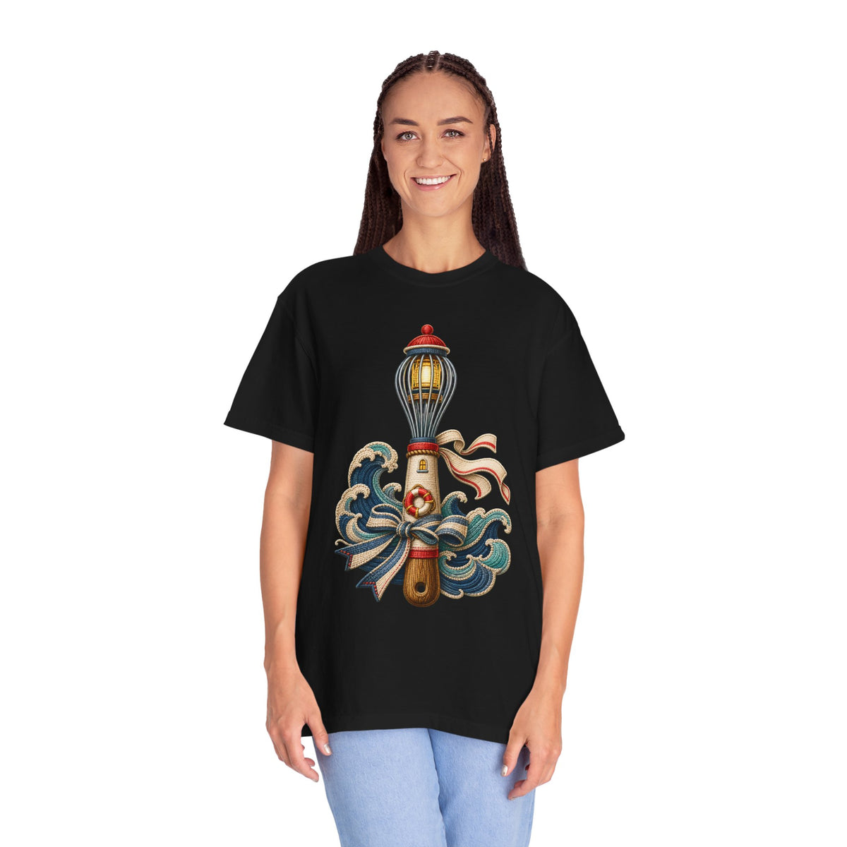 Embroidered Lighthouse Whisk T-Shirt Graphic