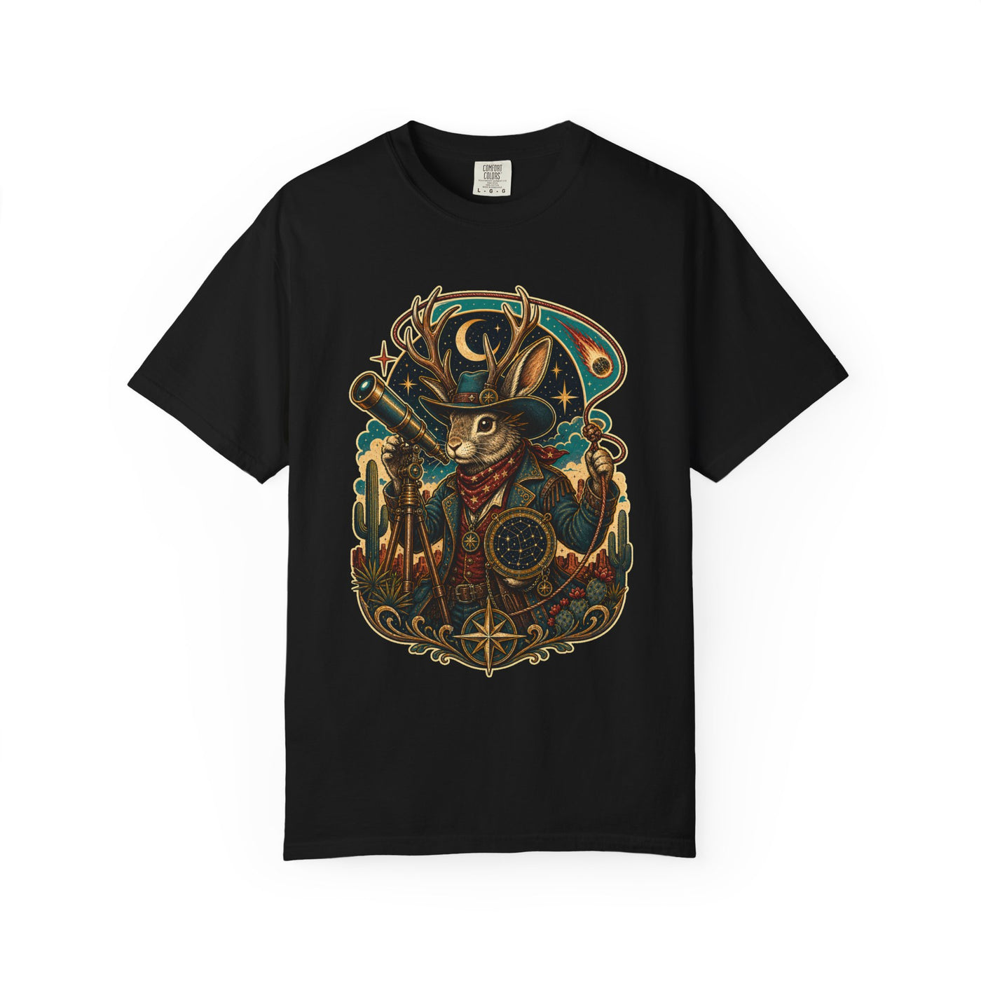 Cowboy Meteor Jackalope Astronomer T-Shirt Graphic