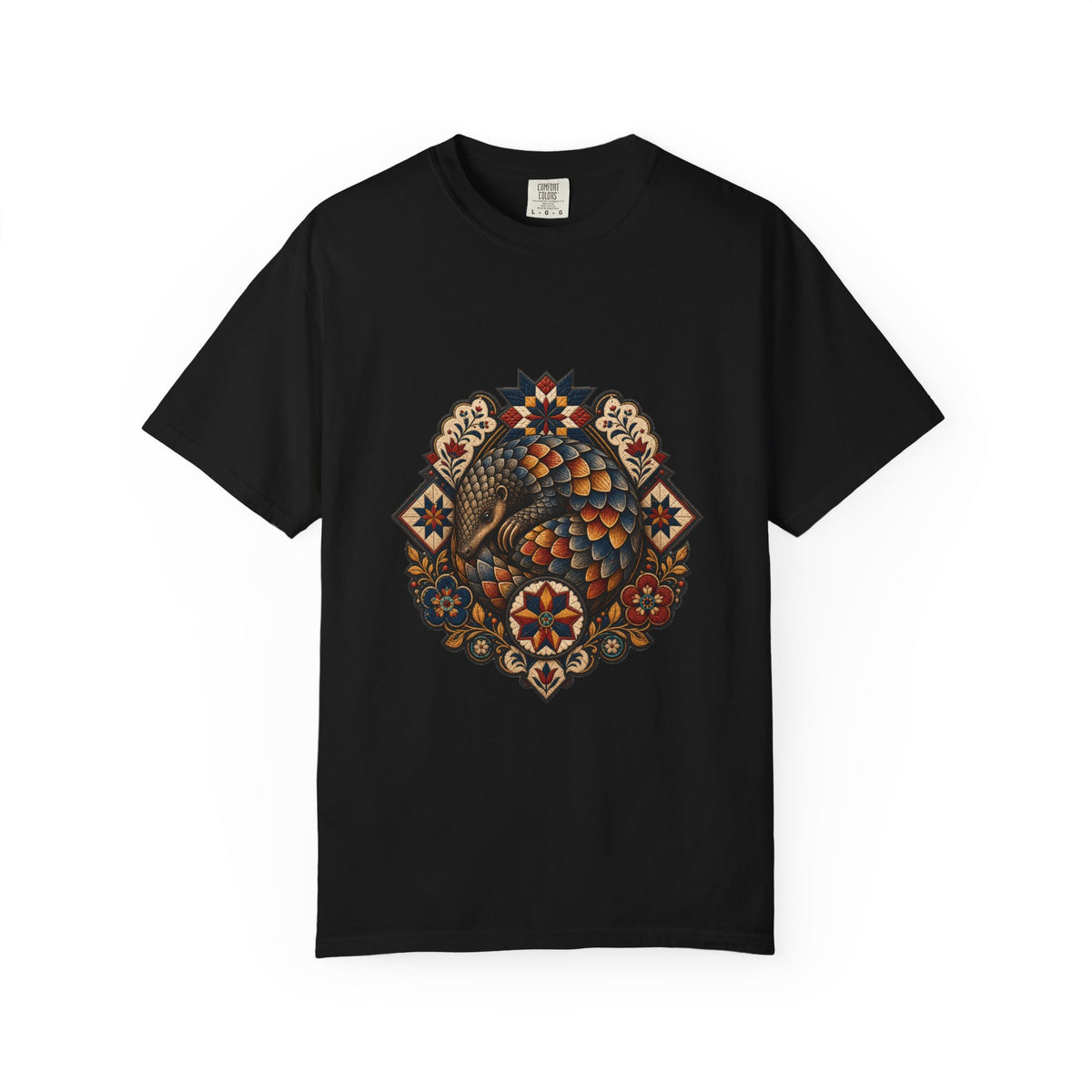 Folk Quilt Pangolin Guardian T-Shirt Graphic