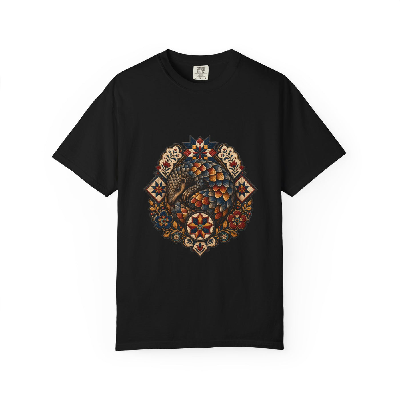 Folk Quilt Pangolin Guardian T-Shirt Graphic
