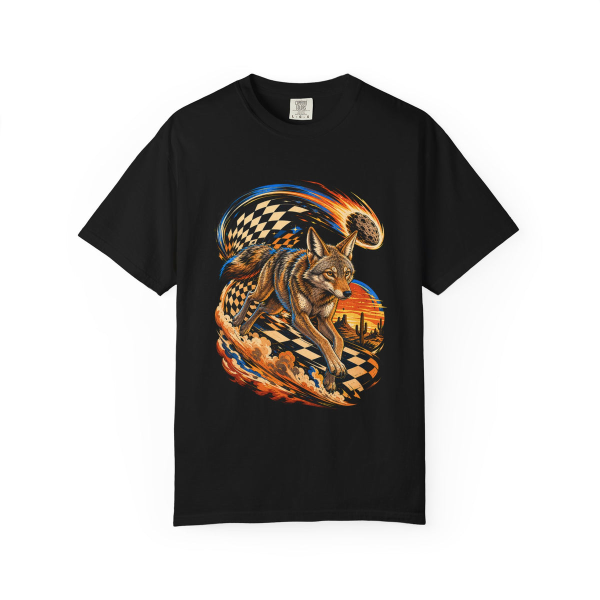 Checkerboard Meteor Coyote Runner Graphic Tee