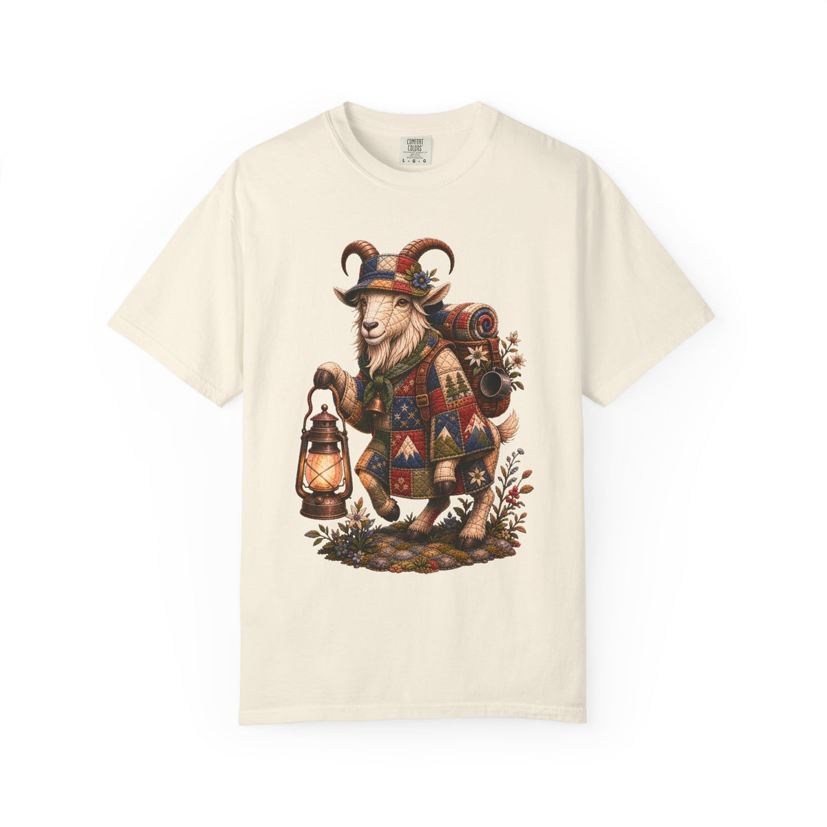 Quilted Highland Picnic Lantern Goat T-Shirt Graphic