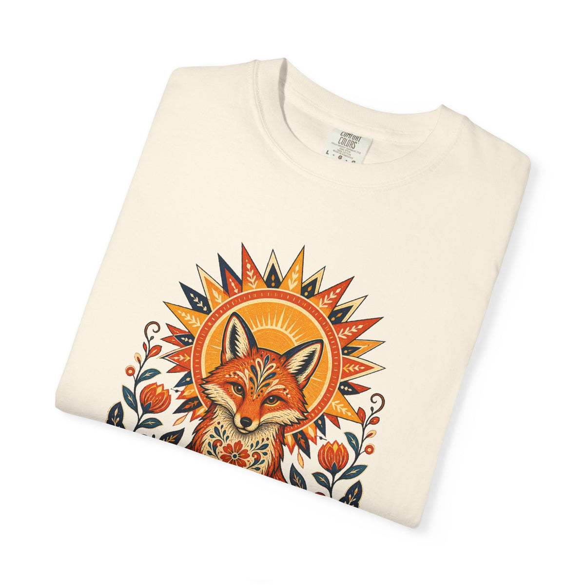 Solar Fox Folk Art Graphic T-Shirt