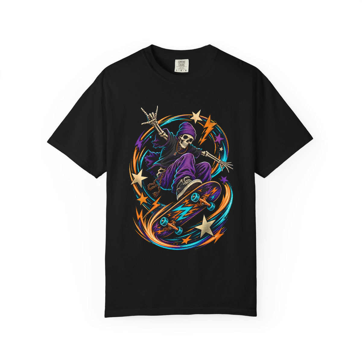 Midnight Skate Skeleton Graphic T-Shirt