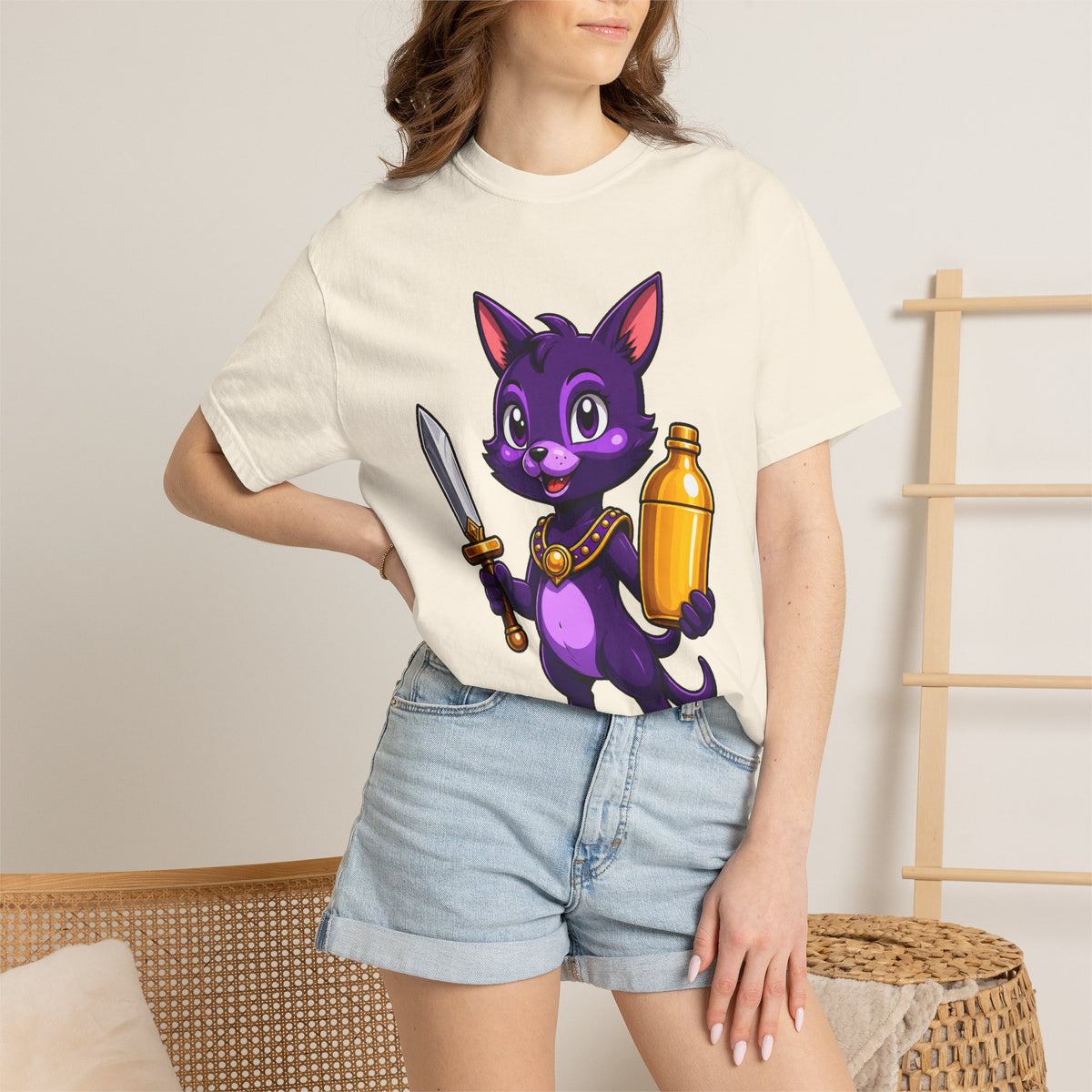Purple Cat Adventurer T-Shirt Graphic