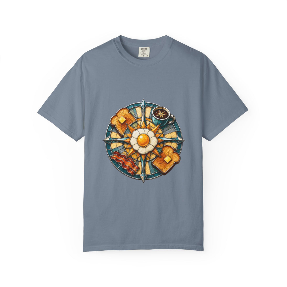 Stained Glass Roadside Breakfast Compass T-Shirt Graphic