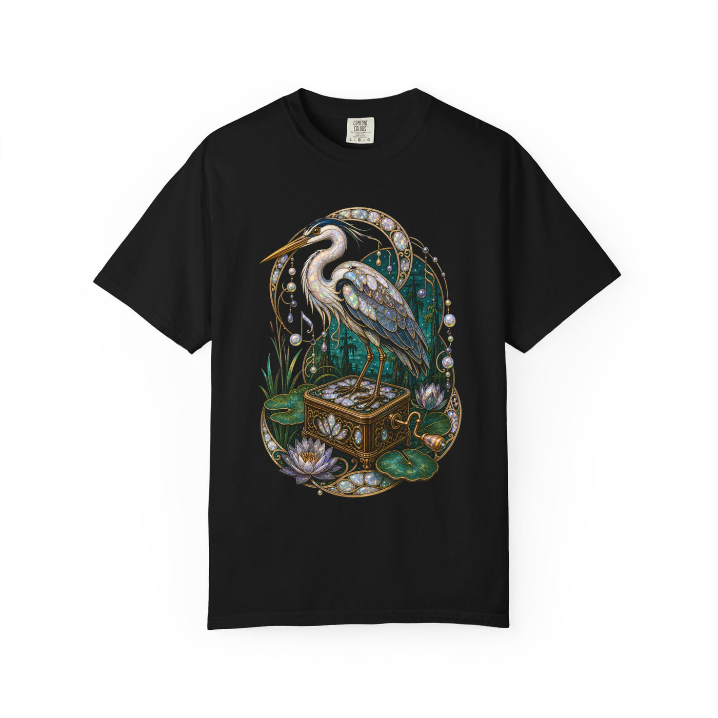 Opal Swamp Music Box Heron T-Shirt Graphic