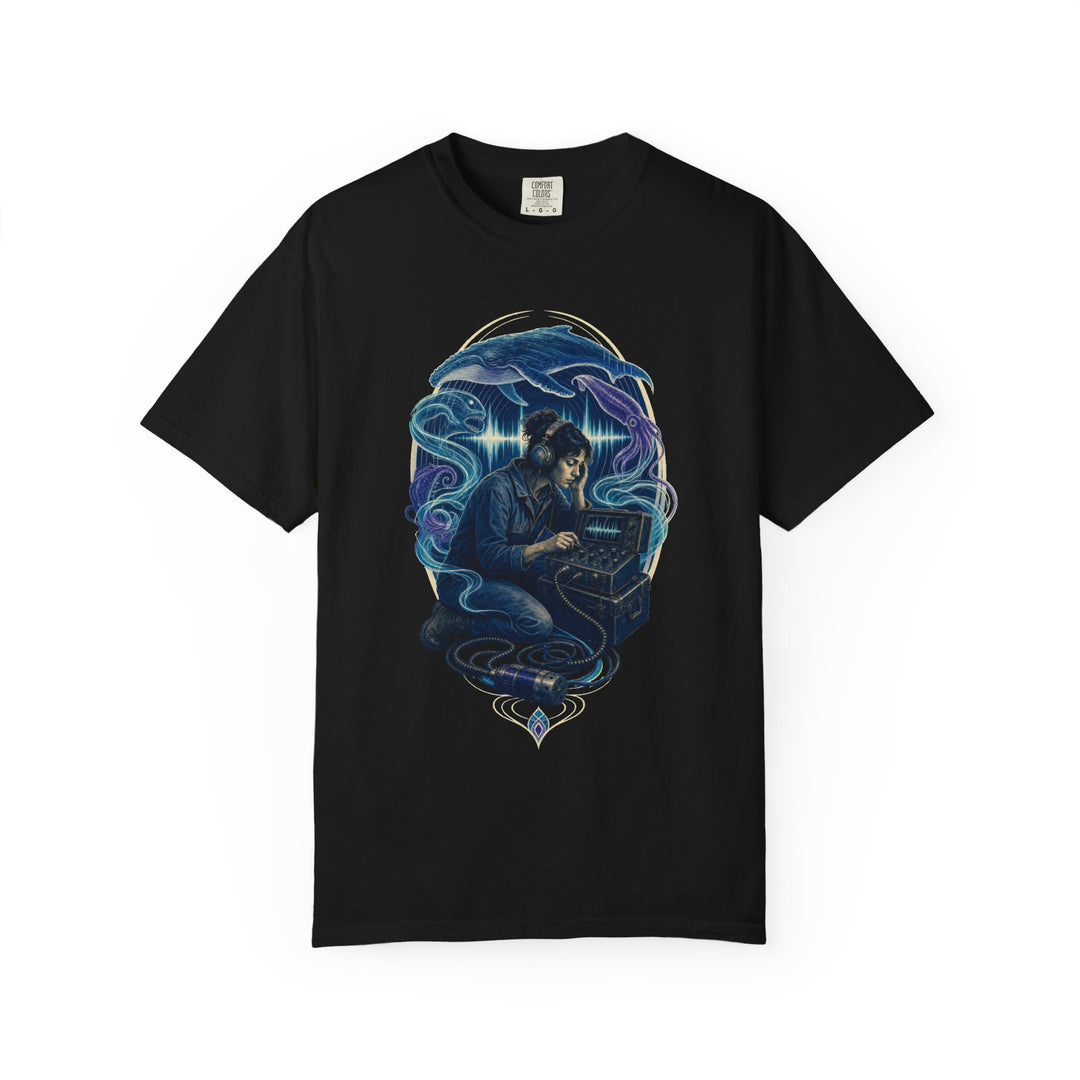 Abyssal Hydrophone Listener Cosmic Cyanotype Graphic Tee