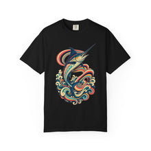 Psychedelic Swordfish Surf Stripe T-Shirt Graphic
