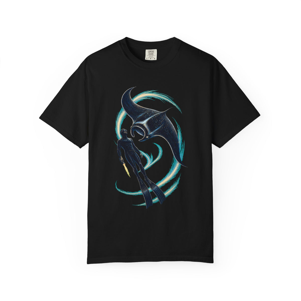 Night Manta Freediver Scratchboard Graphic Tee