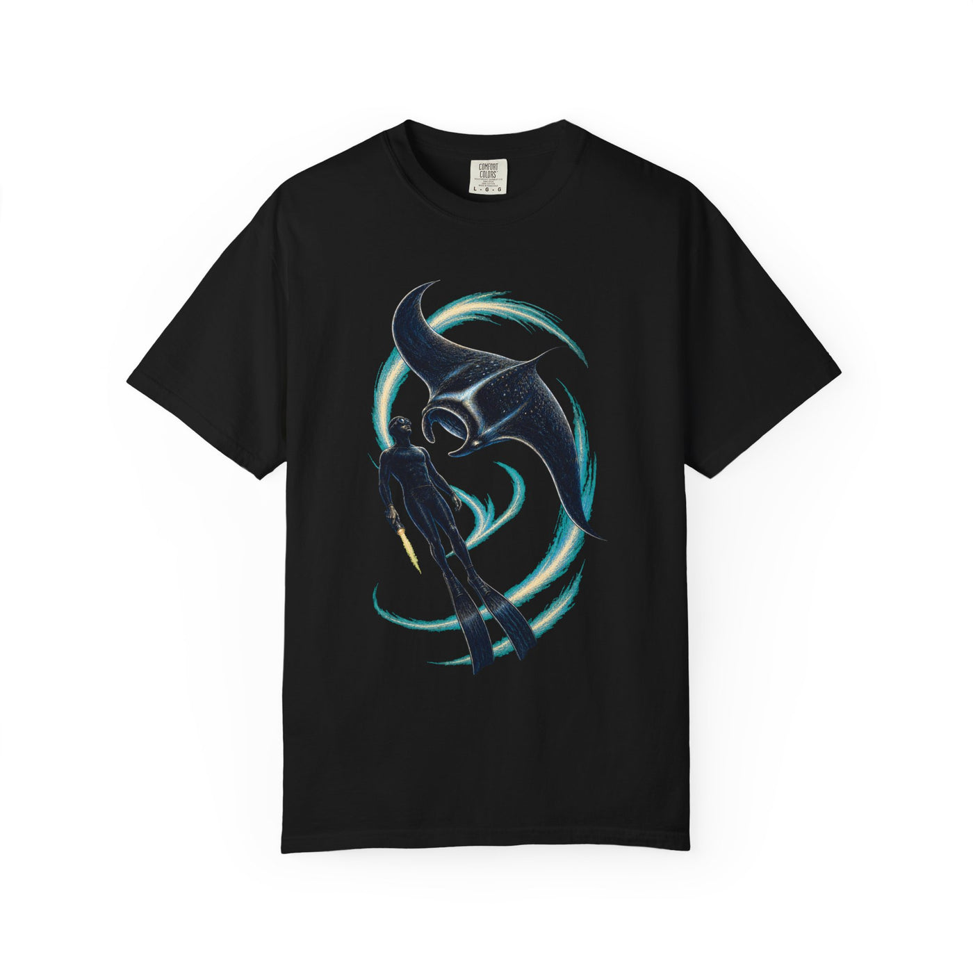 Night Manta Freediver Scratchboard Graphic Tee
