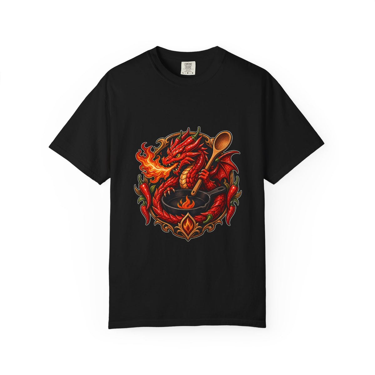 Chili Pepper Dragon Kitchen Crest T-Shirt Graphic