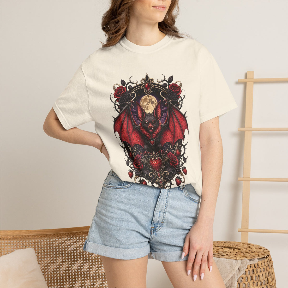 Gothic Strawberry Bat Sigil T-Shirt Graphic
