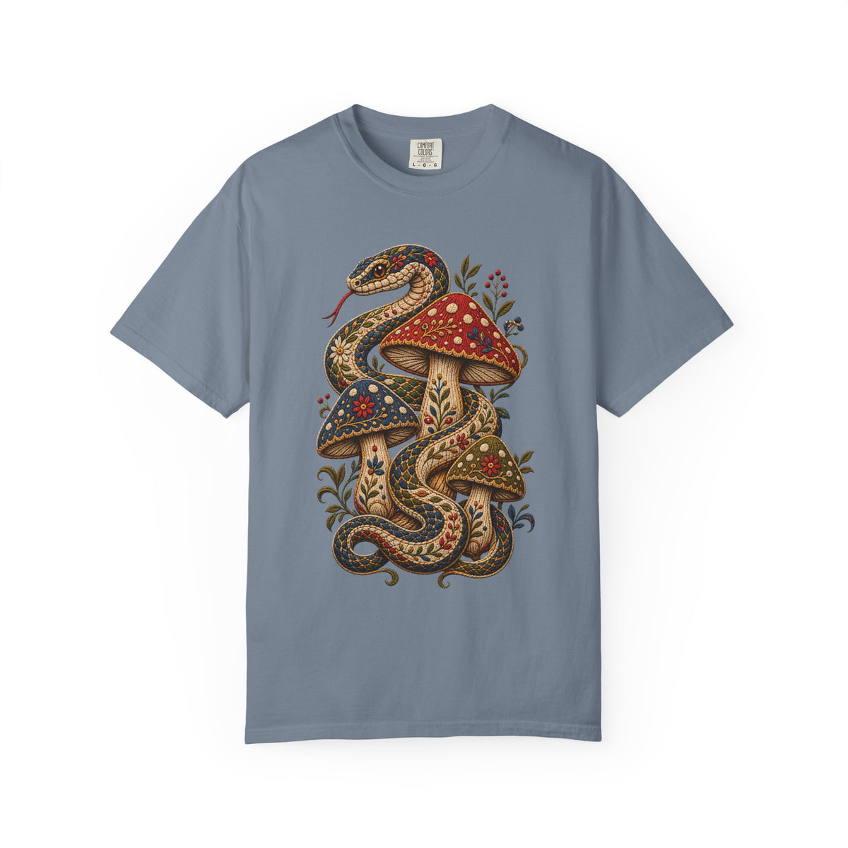 Embroidered Mushroom Serpent Graphic Tee
