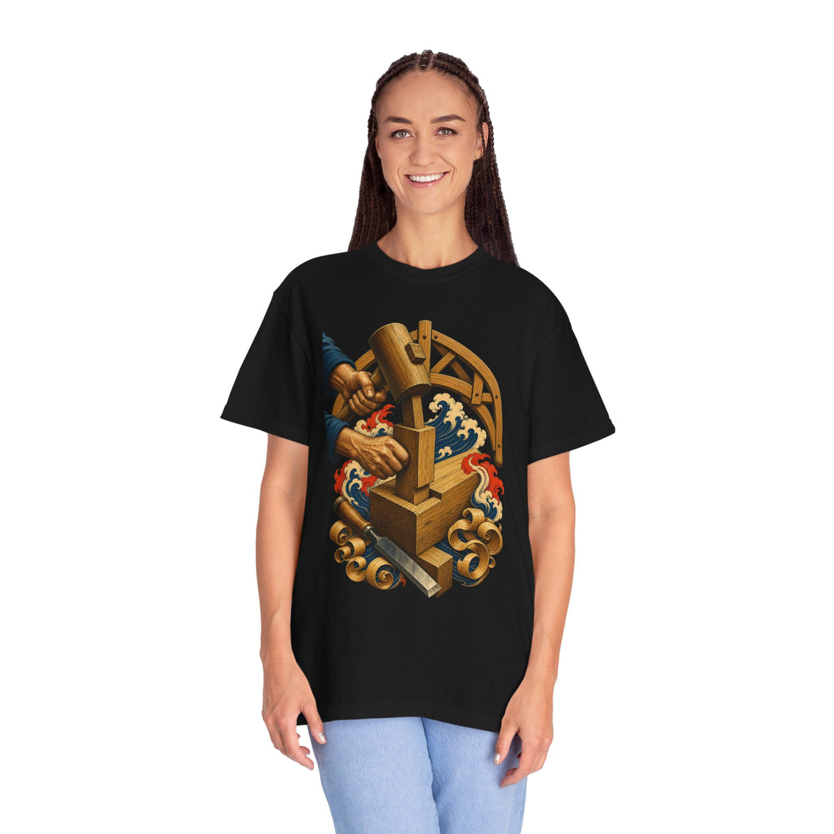 Oak Lock Timber Framer Woodblock Graphic Tee