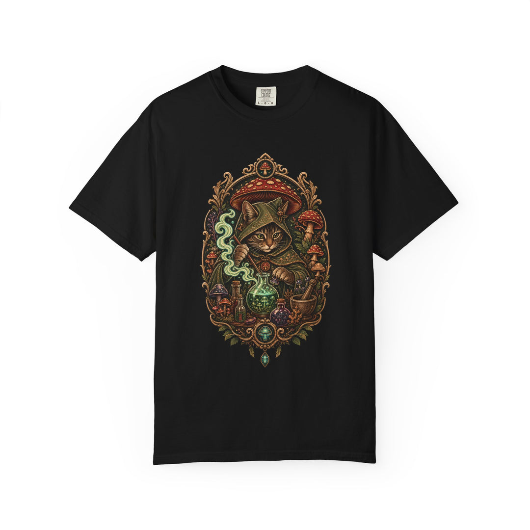 Mushroom Alchemist Cat T-Shirt Graphic
