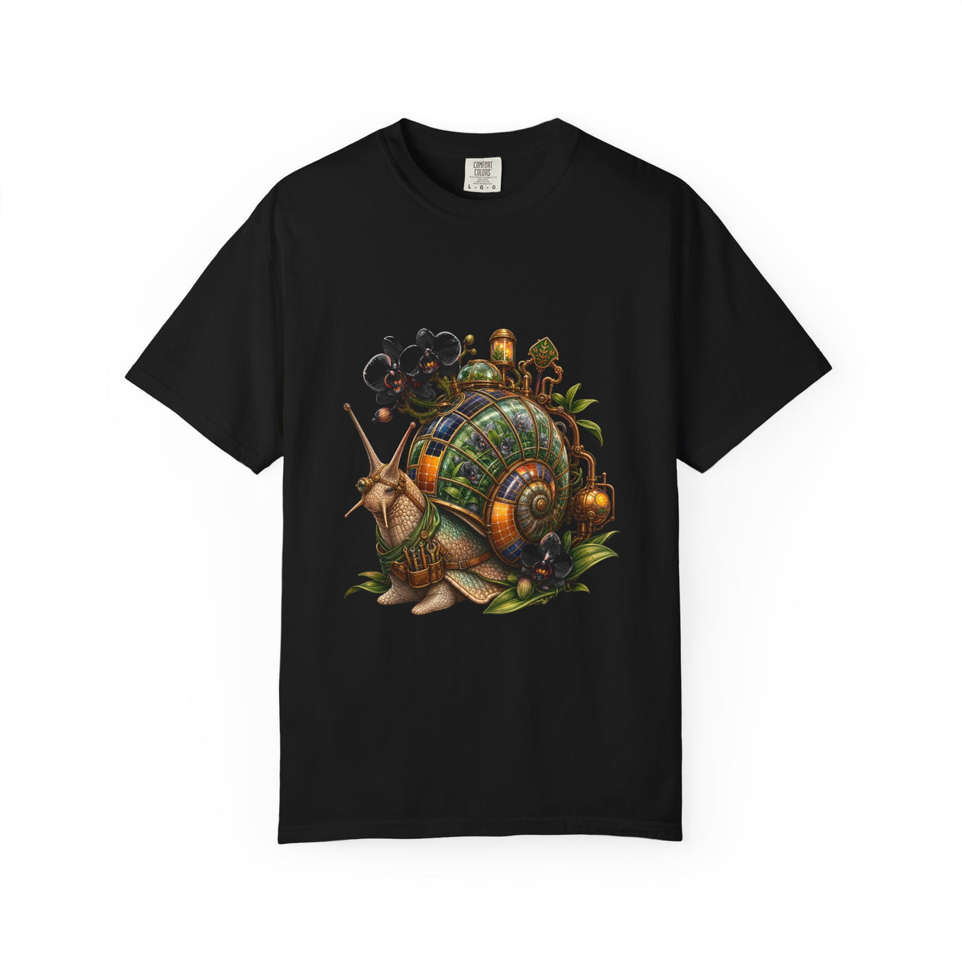 Solarpunk Orchid Snail Graphic Tee