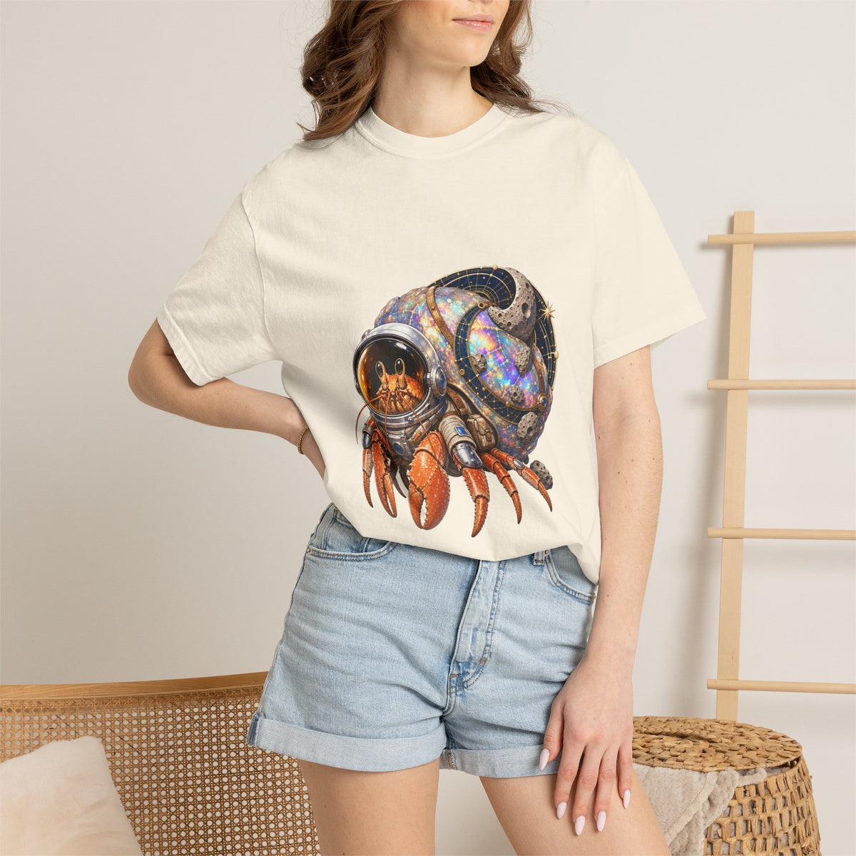 Opal Shell Hermit Crab Astronaut Graphic Tee