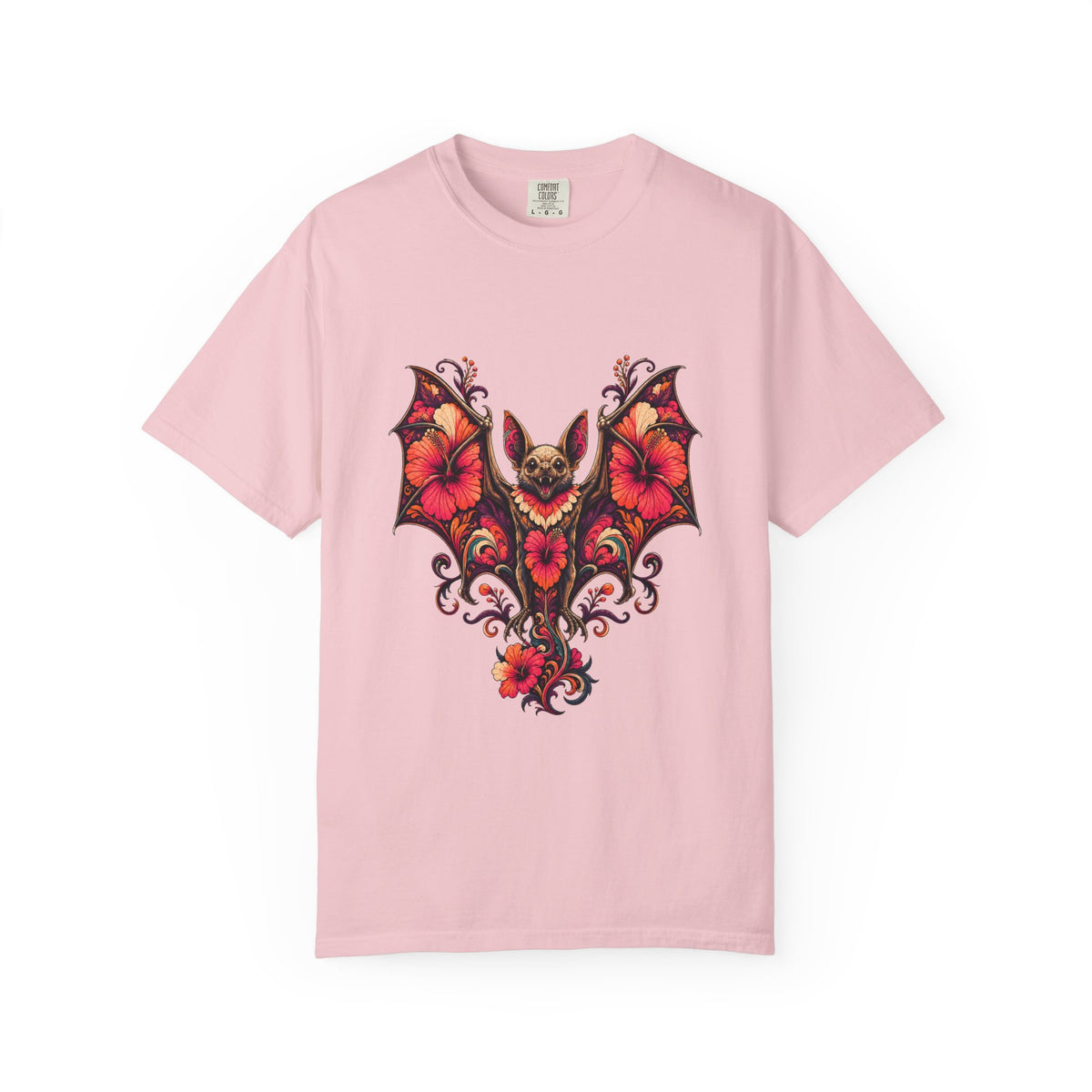Psychedelic Hibiscus Bat Graphic Tee