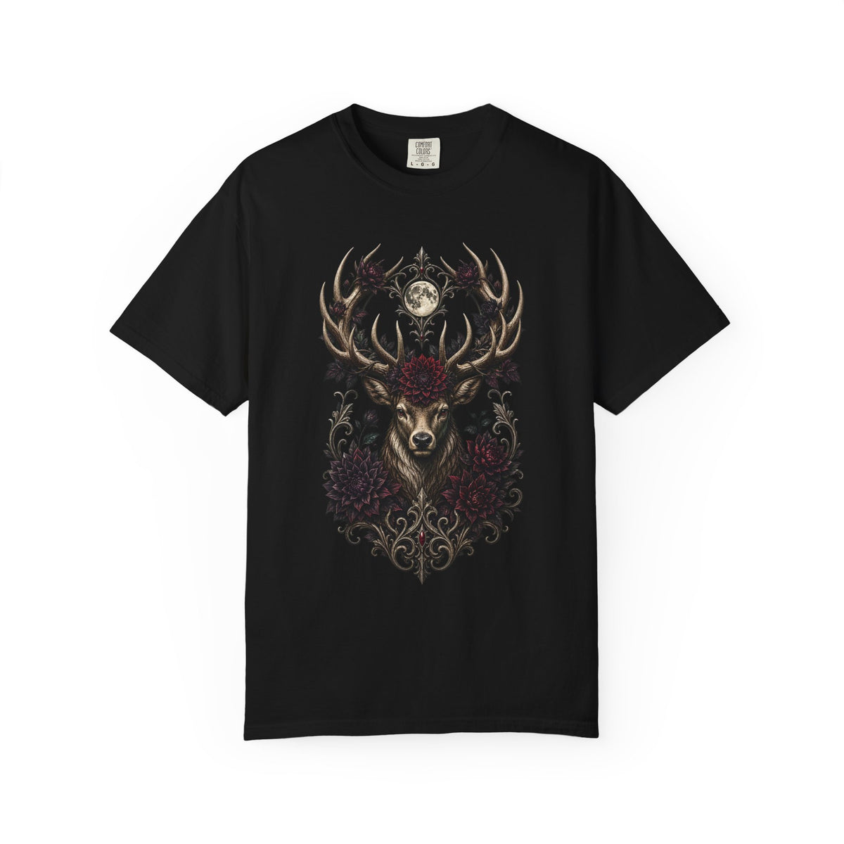 Gothic Dahlia Stag Crown Graphic Tee