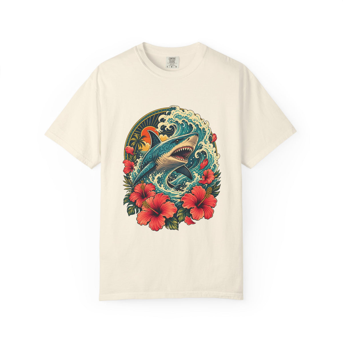 Hibiscus Shark Surf Spirit T-Shirt Graphic
