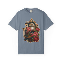 Embroidered Train Station Peony Trolley T-Shirt Graphic