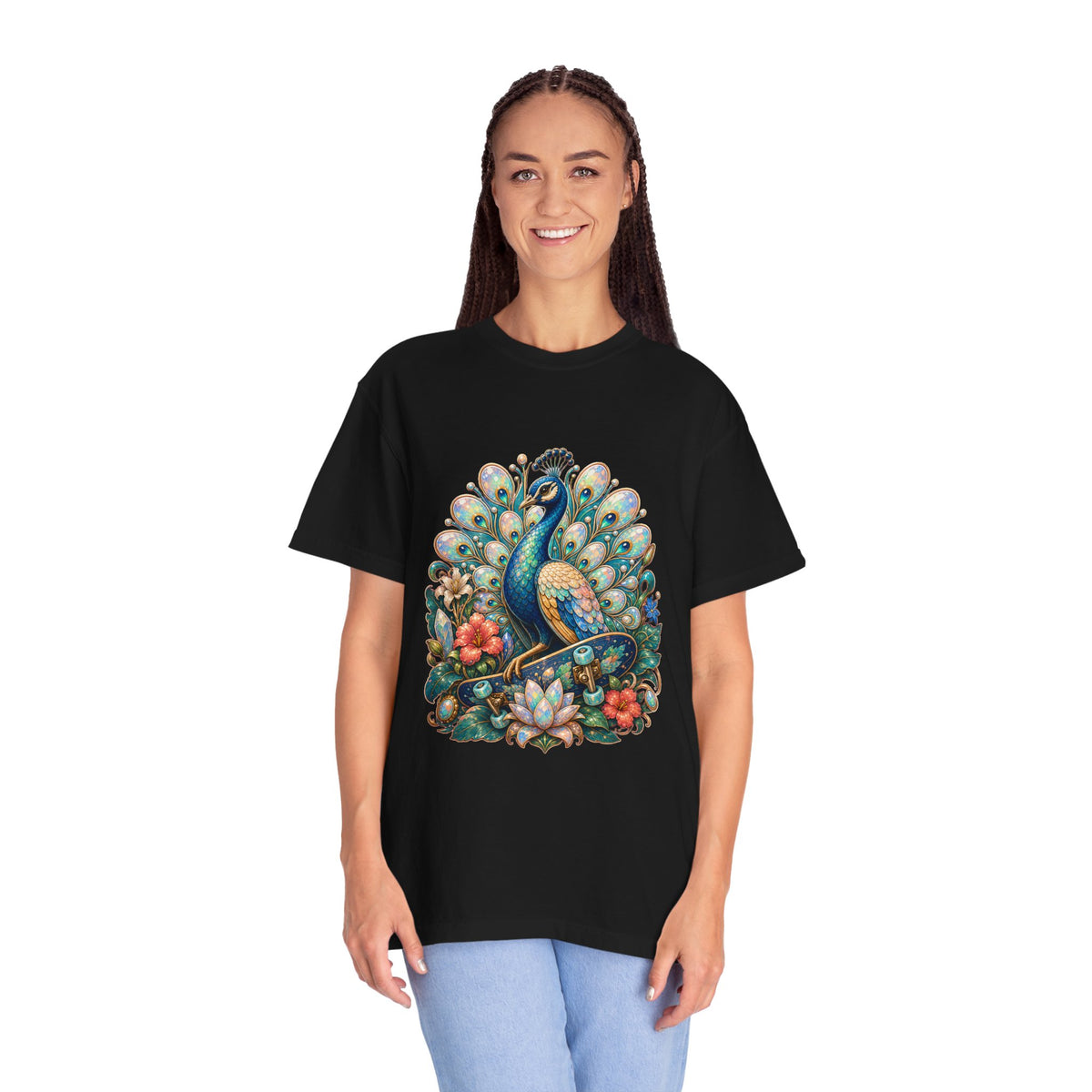 Opal Jelly Garden Skateboard Peacock T-Shirt Graphic