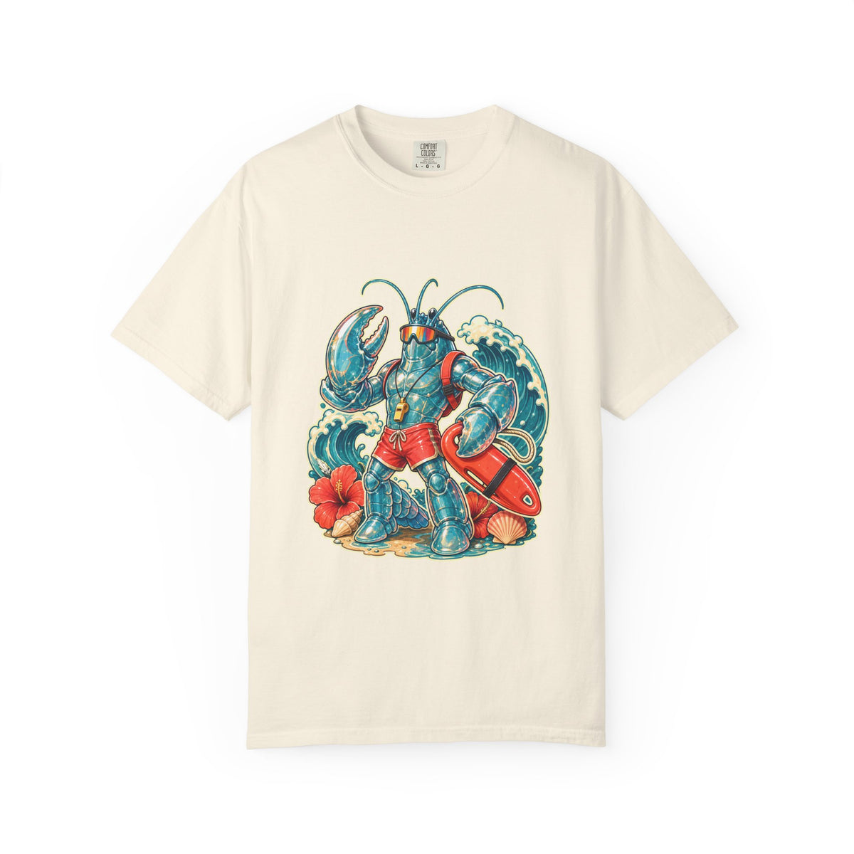 Y2K Surfcore Glass Lobster Lifeguard T-Shirt Graphic