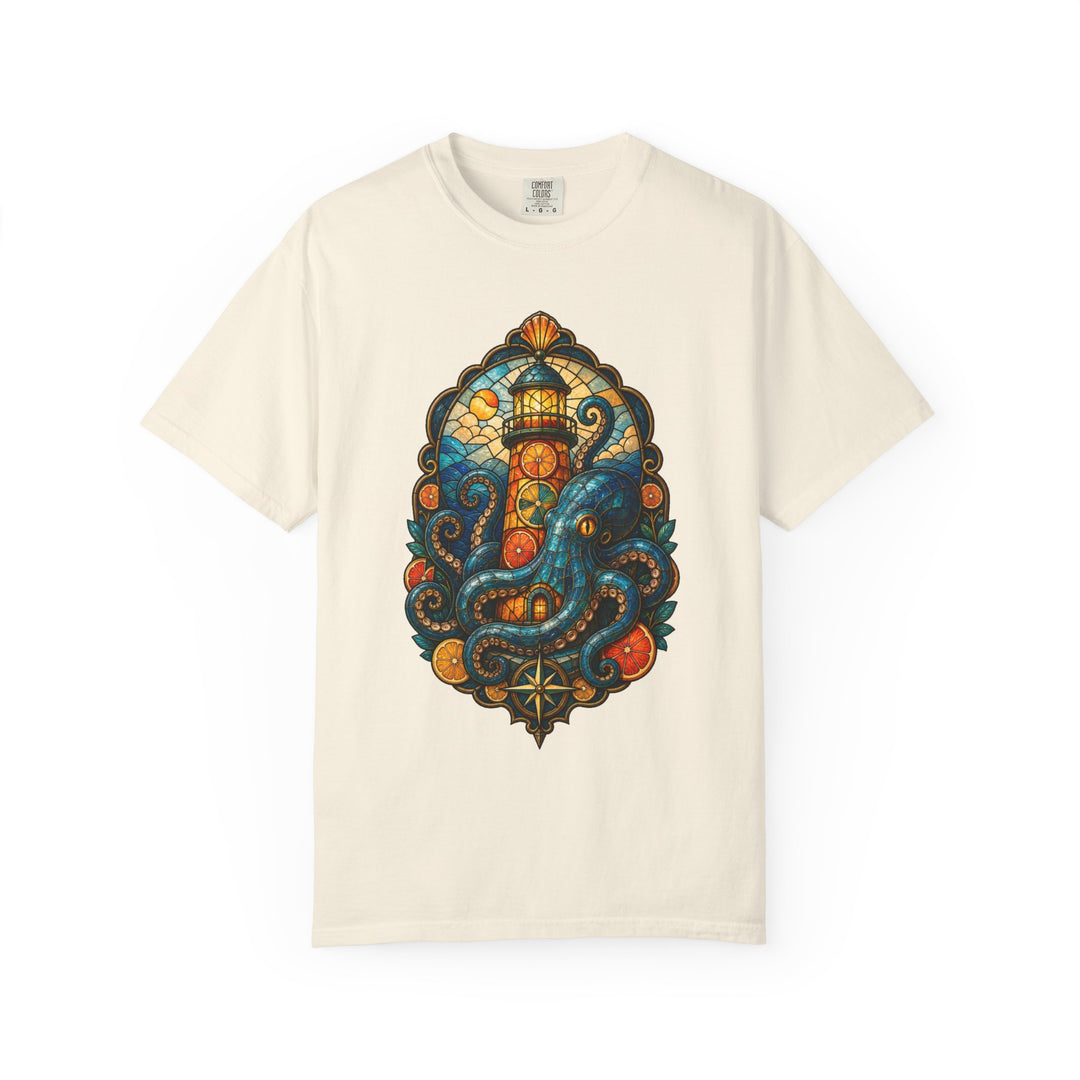 Stained Glass Citrus Lighthouse Octopus T-Shirt Graphic