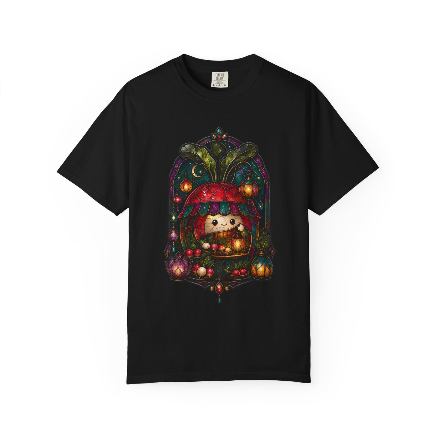Stained Glass Night Market Radish T-Shirt Graphic