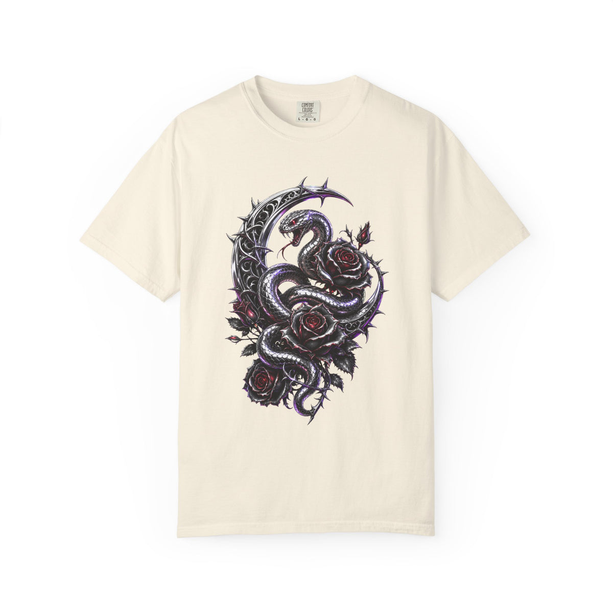 Chrome Rose Serpent Gothic Graphic T-Shirt