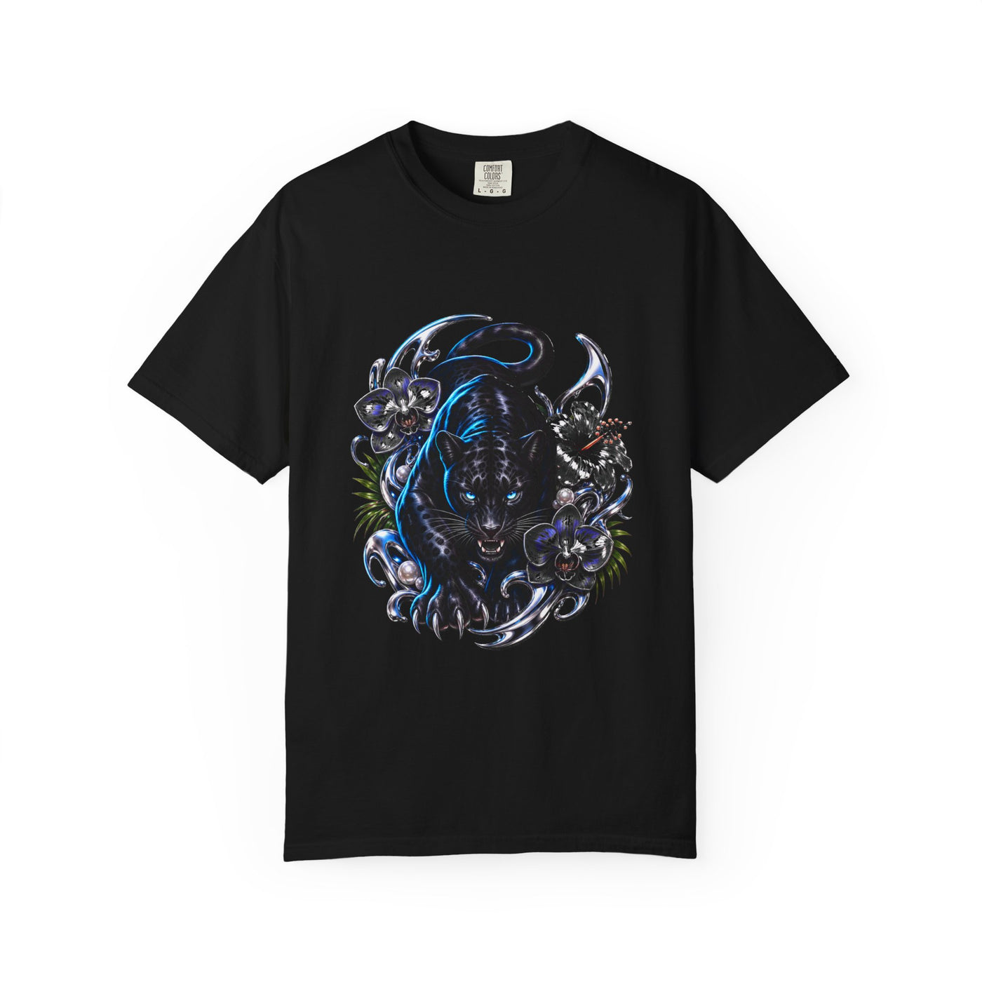 Y2K Chrome Orchid Panther Graphic Tee