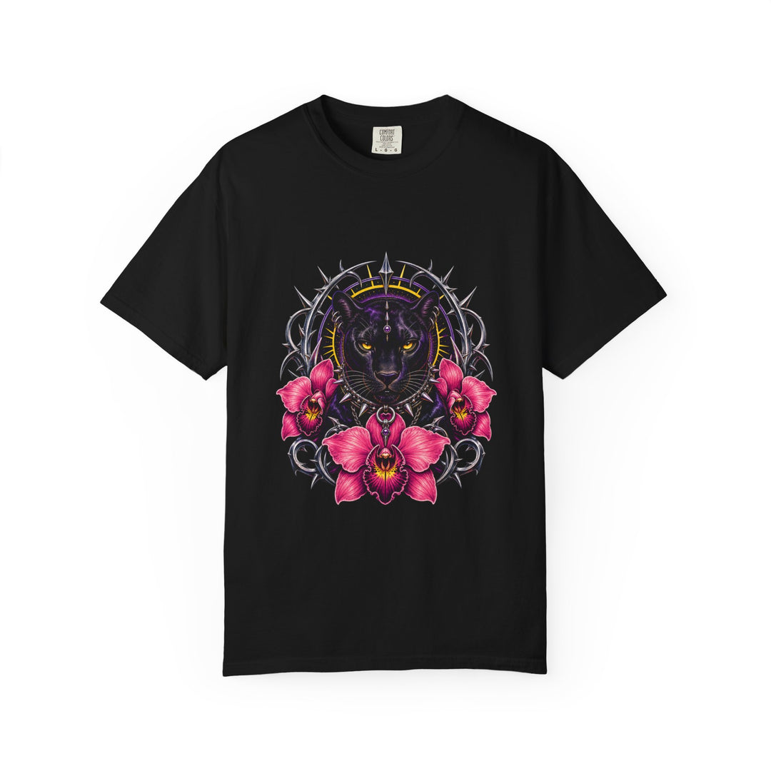 Punk Metal Orchid Panther T-Shirt Graphic
