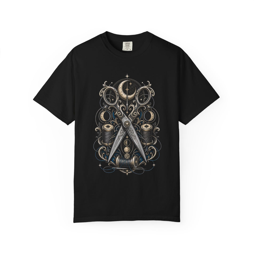 Blackwork Lunar Sewing Shears T-Shirt Graphic