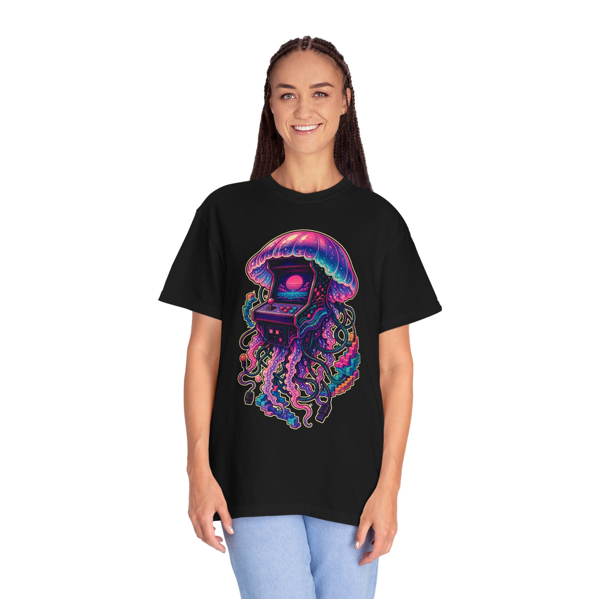 Vaporwave Arcade Jellyfish T-Shirt Graphic
