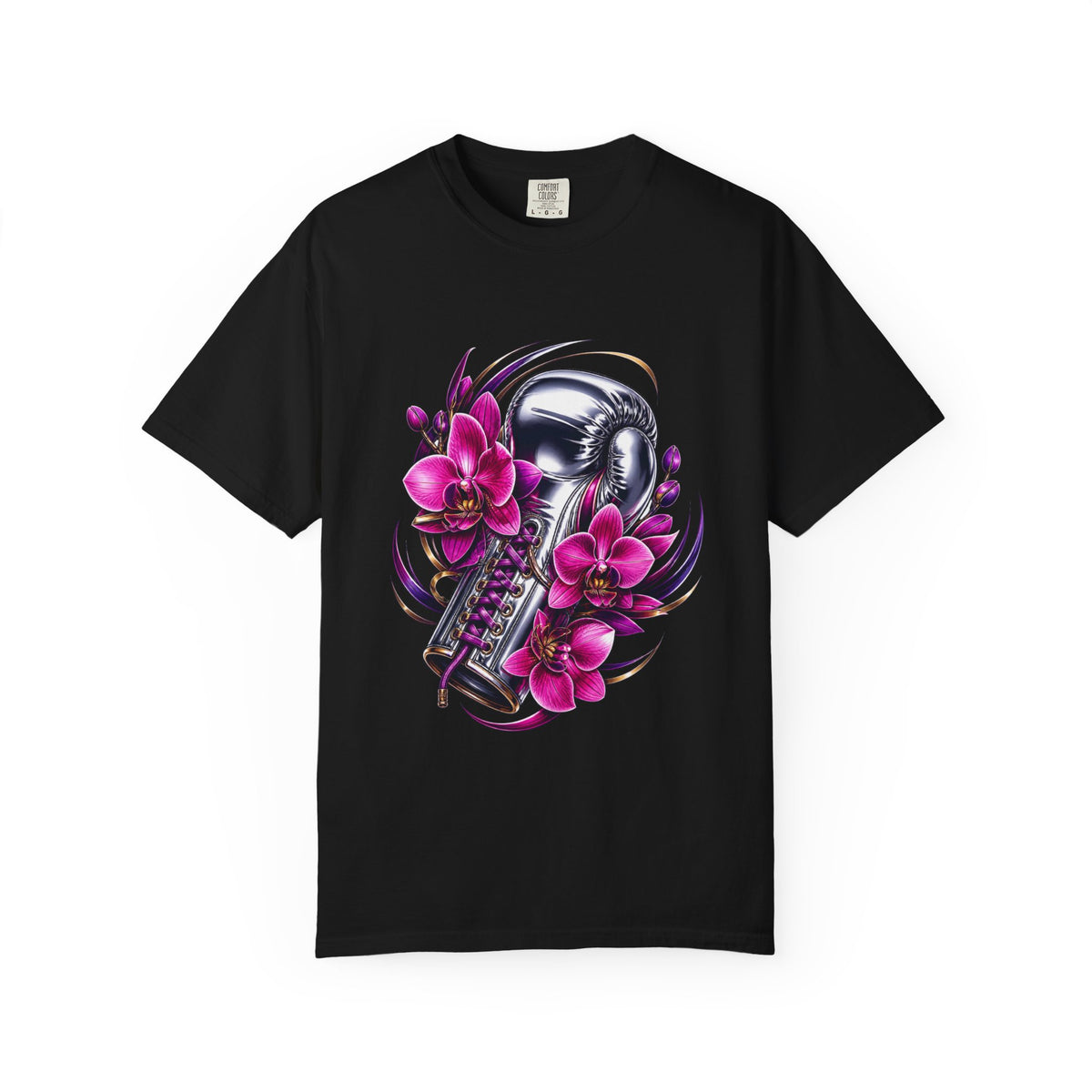 Chrome Botanical Boxing Glove Orchid T-Shirt Graphic