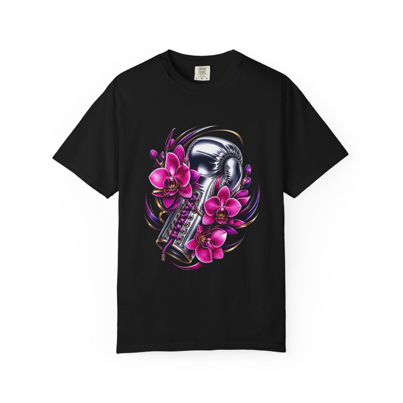 Chrome Botanical Boxing Glove Orchid T-Shirt Graphic