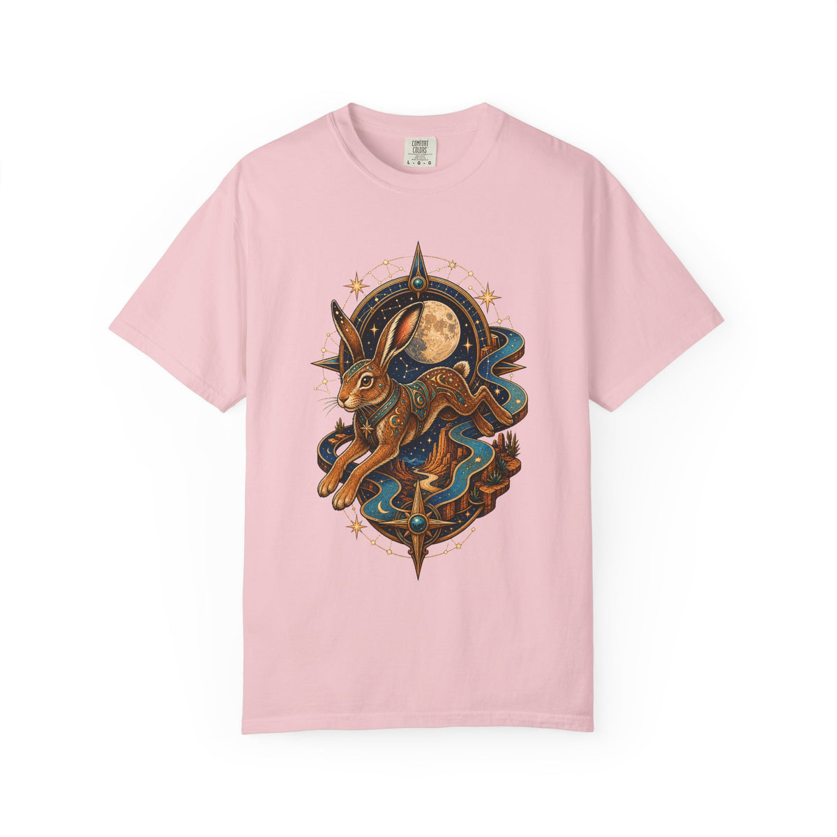Celestial Desert Hare Compass T-Shirt Graphic