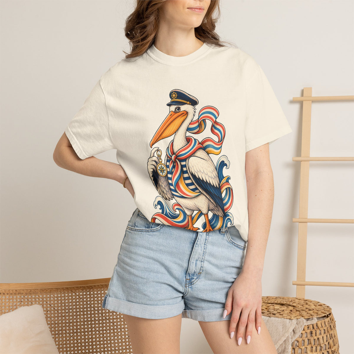 Deck Chair Stripe Pelican Graphic Tee