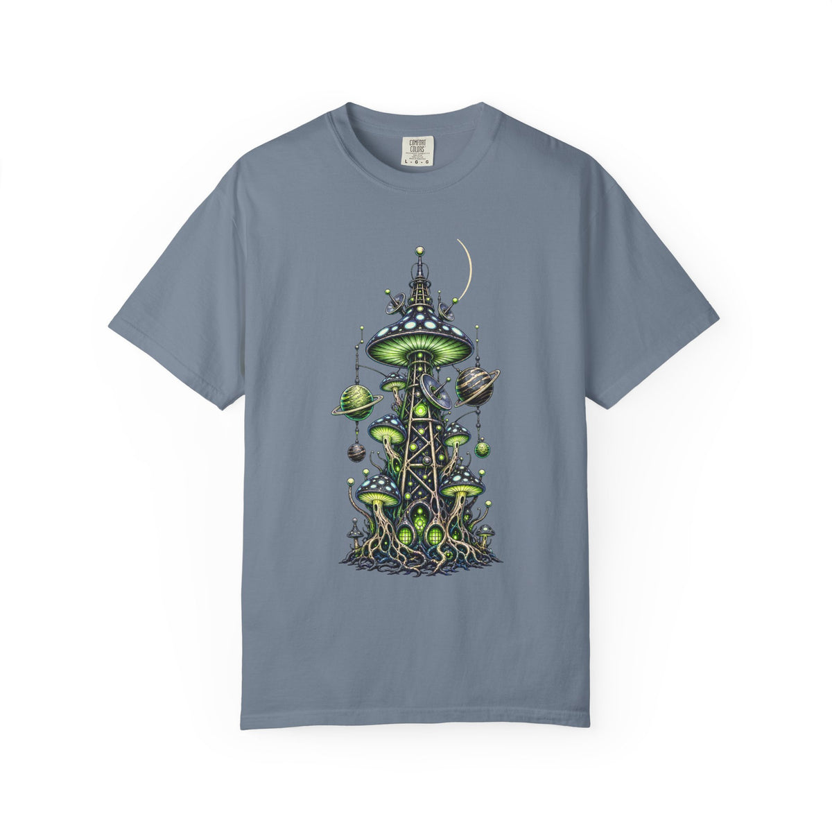 Alien Mushroom Radio Tower T-Shirt Graphic