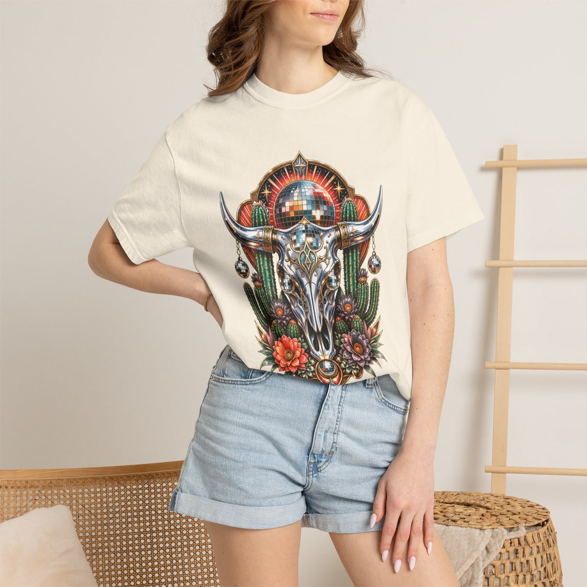 Chrome Cactus Disco Skull T-Shirt Graphic