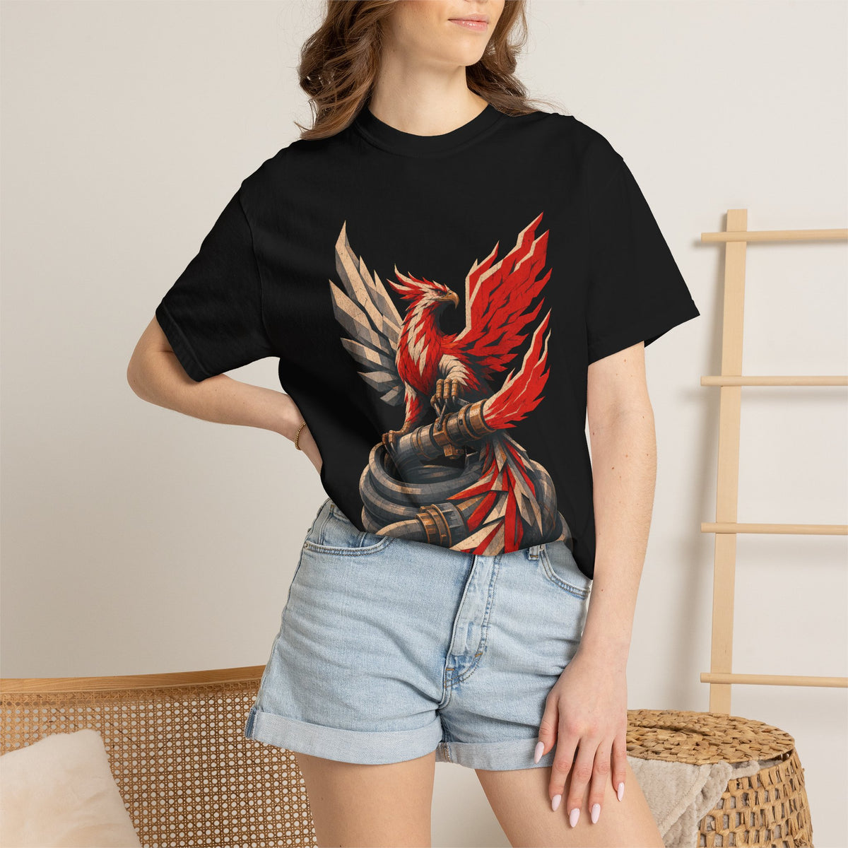 Phoenix Fire Crew Brutalist Mythic Industrial Graphic Tee