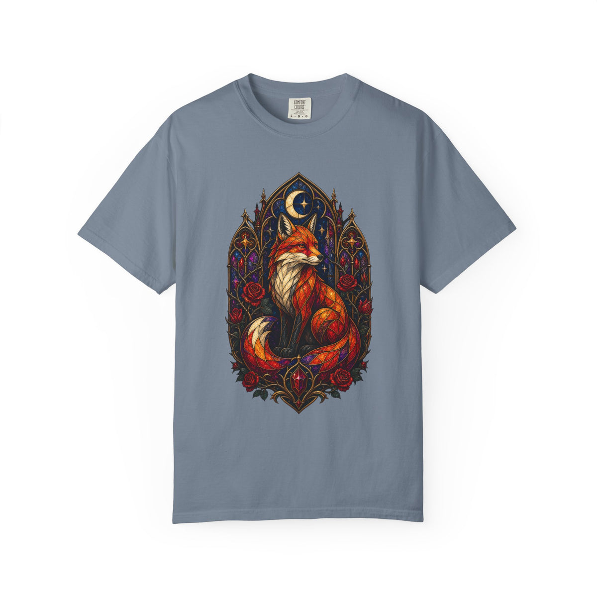 Gothic Stained Glass Fox T-Shirt Graphic