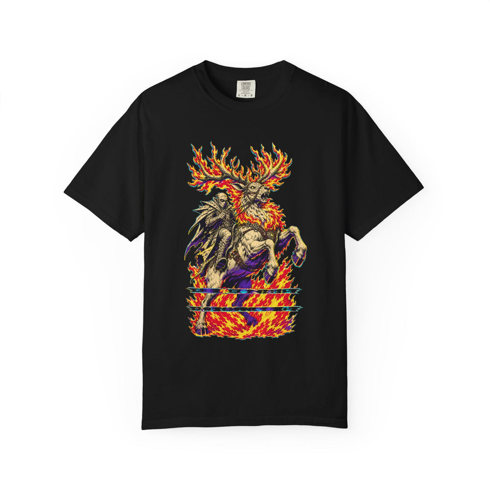 Wildfire Rider VHS Horror Graphic Tee graphic on a Black tee
