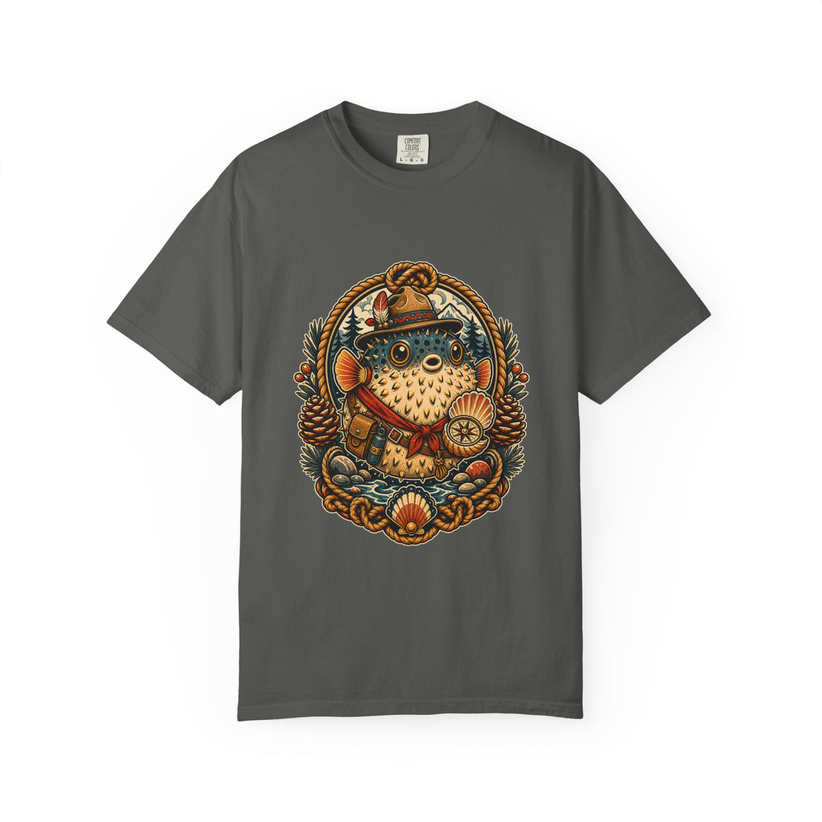 Folk Tattoo Pufferfish Ranger Graphic Tee