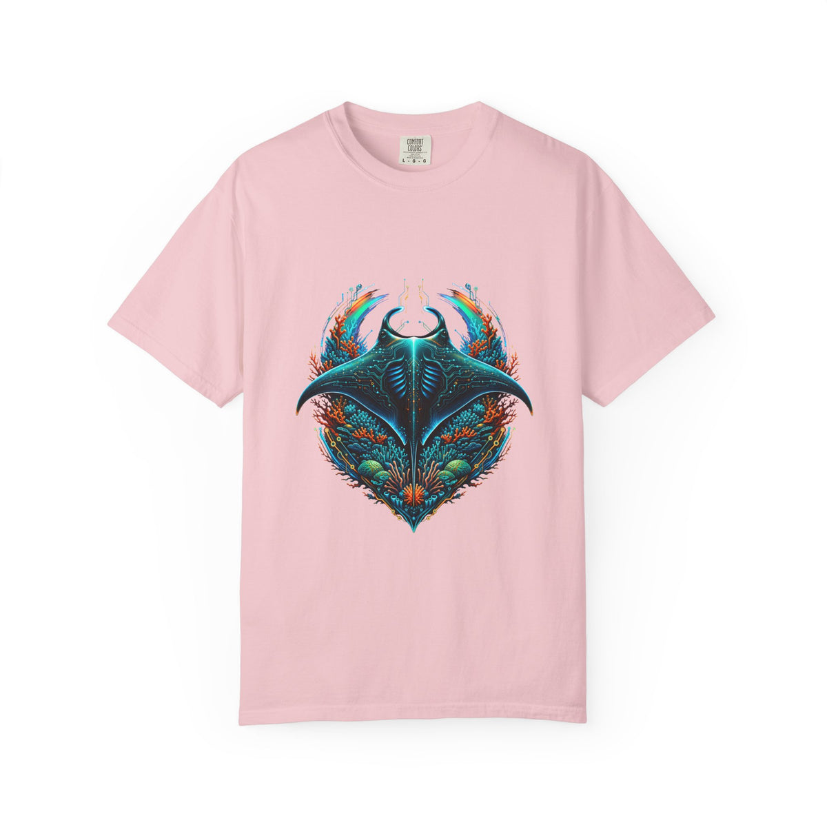 Neon Reef Manta Cyber Crest T-Shirt Graphic